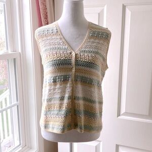 Leon Levin Hand Loomed Knit Vest Multicolor Size M
